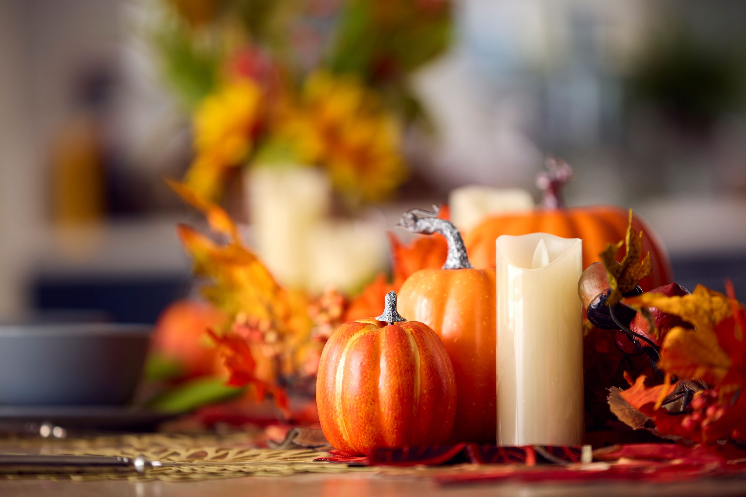 fall decorations on a table